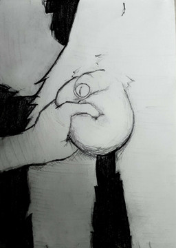 ball_fondling ball_grab ball_squeeze balls big_balls big_balls_small_penis disproportionate_genitalia duo femboy fluffy fluffy_tail fondling foreskin genitals hand_on_balls hands_behind_back male male/male penis small_penis solo_focus tail testicular_exam koyashko canid canine fox mammal absurd_res hi_res source_request traditional_media_(artwork)