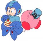 2014 ambiguous_gender blue_eyes cake capcom cutlery dessert digital_media_(artwork) duo food fork hi_res kirby kirby_(series) kitchen_utensils male mega_man_(character) mega_man_(series) megaman_(classic) nintendo not_furry simple_background sprite37 tools waddling_head white_background