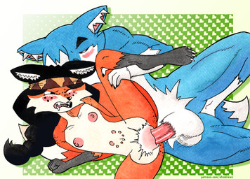 accessory anatomically_correct anatomically_correct_genitalia anatomically_correct_vulva animal_genitalia animal_vulva anthro anthro_on_anthro anthro_penetrated anthro_penetrating anthro_penetrating_anthro areola balls biped black_hair braided_hair breasts canine_genitalia canine_vulva cheek_tuft clothing collarbone digitigrade duo exposed_breasts facial_tuft female female_anthro female_penetrated fox_tail freckles fur genitals hair headband headgear headwear inner_ear_fluff male male/female male_anthro male_penetrating male_penetrating_female multi_nipple multicolored_body multicolored_fur muscular muscular_anthro muscular_male navel nipples nude penetration penile penile_penetration penis penis_in_vagina presenting presenting_vulva puffy_areola puffy_nipples raised_leg sex sheath simple_background simple_eyes small_breasts small_waist tuft vaginal vaginal_penetration vulva white_background efradraws northwind_(efradraws) shongila_(northwind) uspul_(efradraws) canid canine canis fox mammal wolf absurd_res hi_res painting_(artwork) traditional_media_(artwork) traditional_painting_(artwork) traditional_watercolor_(artwork) watercolor_(artwork)