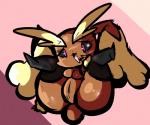 anthro blush breasts butt female full_nelson genitals happy looking_at_viewer mostly_nude nipples open_mouth presenting presenting_pussy pussy solo thick_thighs tongue tasteydonuts nintendo pokemon generation_4_pokemon lagomorph lopunny mammal pokemon_(species)