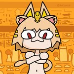 :3 crossed_arms female hair midriff navel red_eyes solo tan_hair bury.nice ankha_zone tsukihime type-moon neco-arc animal_humanoid cat_humanoid felid felid_humanoid feline feline_humanoid humanoid mammal mammal_humanoid neco_spirit 1:1 2021