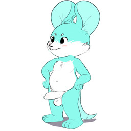 anthro balls belly blush buckteeth foreskin genitals hands_on_hips humanoid_genitalia humanoid_penis long_foreskin male navel nude penis slightly_chubby smile solo teeth unretracted_foreskin young young_anthro young_male twerpishimp mammal mouse murid murine rodent 1:1 absurd_res hi_res