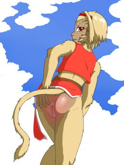 anthro biped cosplay female genitals looking_back low-angle_view presenting sky skyscape solo spreading vulva sewlde yang-mei_(sewlde) haplorhine humanoid mammal monkey primate 3:4 hi_res