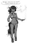 anthro bag beverage beverage_can bikini blush can cigarette clothing container female hair looking_at_viewer ponytail smoking soda solo swimwear two-piece_swimsuit replica_(artist) hasbro my_little_pony fan_character replica_(oc) equid equine horse mammal pony 2020 hi_res monochrome