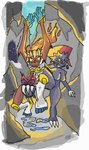 anthro attack ballbusting cock_and_ball_torture crotch_attack crotch_kick dominant dominant_female duo female genital_torture kick kicking_balls male male/female submissive submissive_male trapped polkmijnu nintendo pokemon generation_4_pokemon infernape pokemon_(species) weavile hi_res