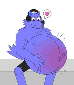 anthro belly belly_blush big_belly blush body_blush brown_eyes electronics hand_on_belly happy headphones kick looking_at_belly looking_down male navel outie outie_navel periwinkle_fur pregnant pregnant_male solo supermariofann1 mayternity mayternity_2025 mythology supermariofanboy canid canine canis mammal mythological_canine mythological_creature werecanid werecanine werecreature werewolf wolf 2025 hi_res