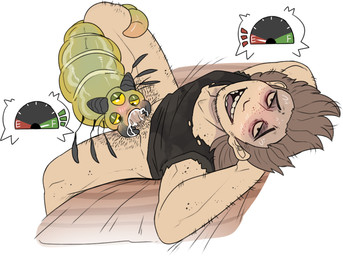 3_eyes bestiality black_clothing black_shirt black_t-shirt black_topwear bodily_fluids body_hair bottomless brown_hair clothed clothing cum cum_in_mouth cum_inside cum_on_own_penis cum_on_penis cum_on_self duo feral feral_penetrated genital_fluids genitals grey_body hair human_on_feral human_penetrating human_penetrating_feral interspecies leg_hair looking_pleasured male male_human mandibles multi_eye narrowed_eyes open_mouth open_smile oral penetration penis penis_in_mouth pubes sex shirt simple_background smile spread_legs spreading sweat sweaty_face t-shirt tan_body tan_skin teeth topwear torn_clothing torn_shirt torn_t-shirt torn_topwear white_background swampjaws arthropod human mammal