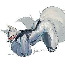 all_fours anthro arms_tied bdsm big_breasts big_butt big_tail bit_gag bitchsuit black_nose blush blush_lines blushing_profusely bodily_fluids bodysuit bondage bondage_gear bound breast_squish breasts breasts_on_ground butt chicken-wing_tied clothed clothed_anthro clothed_female clothing drooling drooling_on_ground eyebrows female female_anthro feralsuit fluffy fluffy_tail form_fitting frogtied fully_clothed fully_clothed_anthro fully_clothed_female fur gag gagged glistening glistening_body glistening_breasts glistening_latex halter harness_bit_gag harness_gag huge_breasts huge_tail latex latex_bodysuit latex_clothing latex_skinsuit legs_tied long_tail mechanical_spine orange_eyes pointy_ears prick_ears saliva science_fiction seam_(sewing) skinsuit slim_anthro slim_female small_waist snout solo spine squish tail thick_thighs tight_clothing white_body white_clothing white_ears white_eyebrows white_fur white_latex white_skinsuit white_tail wide_hipped_anthro wide_hipped_female shanher jade_(shanher) canid canine fox mammal 2024 chinese_description dated digital_media_(artwork) digital_painting_(artwork) english_description full-length_portrait hi_res painting_(artwork) portrait signature