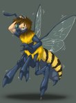 3_fingers brown_hair confusion fingers fur green_eyes hair hand_on_head human_to_taur insect_wings male simple_background solo species_transformation stinger transformation wings yellow_body yellow_fur kyrio arthropod bee hymenopteran insect taur 2022 digital_drawing_(artwork) digital_media_(artwork) hi_res