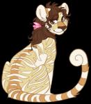 accessory female feral flower flower_in_hair fur hair hair_accessory looking_at_viewer plant simple_background sitting solo striped_body striped_fur stripes jean_(artist) neopets felid island_neopet kougra mammal neopet_(species) alpha_channel colored low_res