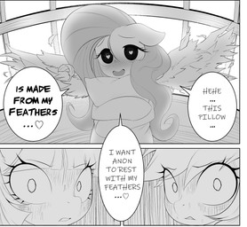blush blush_lines bodily_fluids dialogue feathered_wings feathers female feral front_view group heart_eyes heart_symbol hooves hug hugging_object hugging_pillow long_mane manga_style open_mouth open_smile pillow self-harm smile style_emulation sweat sweatdrop text trio wingding_eyes wings worried yandere ather_os friendship_is_magic hasbro my_little_pony mythology fluttershy_(mlp) rainbow_dash_(mlp) twilight_sparkle_(mlp) equid equine horse mammal mythological_creature mythological_equine pegasus pony 2025 absurd_res comic english_text hi_res monochrome