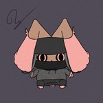 brown_body brown_fur clothing fur hat headgear headwear looking_at_viewer male mask pink_body pink_eyes pink_fur plushie rusi_(rusoide) simple_background solo rusoide 1:1