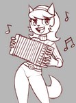 accordion anthro female front_view looking_at_viewer musical_instrument musical_note musical_symbol playing_accordion playing_music smile solo symbol rawslaw5 nickelodeon t.u.f.f._puppy kitty_katswell domestic_cat felid feline felis mammal monochrome portrait three-quarter_portrait