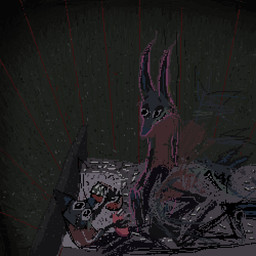 anthro bed clothing drugged furniture grass male nitrous plant red_clothing red_shirt red_topwear shirt solo substance_intoxication surrealism topwear x_eyes demensa canid canine canis coyote domestic_dog hybrid mammal 1:1 2020 digital_media_(artwork) pixel_(artwork)