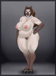 anthro areola big_breasts breasts female genitals markings mature_female mole_(marking) mole_on_breast mole_under_eye nipples nude overweight overweight_anthro overweight_female pink_areola pink_nipples pubes pussy slightly_chubby solo vein veiny_breasts pancarta dona_lupe canid canine canis domestic_dog mammal absurd_res hi_res