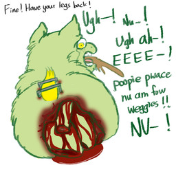 abuse ambiguous_gender amputee anal anal_penetration animal_abuse baby_talk blood blood_from_wound blood_in_ass bodily_fluids bound color_coded_text dialogue disability feral fur gore green_body green_fur looking_back missing_all_legs painful_penetration penetration rear_view severed_body_part severed_leg severed_limb solo stapled tail tail_tied text torture vomit vomiting wounded yellow_eyes yellow_tail young young_ambiguous young_feral yellowcottoncandy030 fluffy_pony fluffy_pony_(species) mammal 1:1 2025 digital_media_(artwork) english_text hi_res