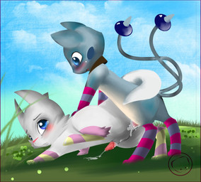 2_tails all_fours anal anal_penetration anthro anthro_on_anthro anthro_penetrated anthro_penetrating anthro_penetrating_anthro armwear biped black_collar blue_body blue_ears blue_eyes blue_fur blue_sky blue_tail blush blush_lines bodily_fluids clothing cloud collar cum cum_in_ass cum_inside cum_on_grass cum_on_ground cum_string cumshot day digitigrade doggystyle duo ejaculation erection facial_markings from_behind_position fur fur_markings genital_fluids genitals grass head_markings legwear male male/male male_penetrated male_penetrating male_penetrating_male markings multi_tail multicolored_armwear multicolored_body multicolored_clothing multicolored_fur multicolored_legwear multicolored_sleeves multicolored_stockings nose_markings outside outside_sex pattern_armwear pattern_clothing pattern_legwear pattern_stockings penetration penile penile_penetration penis penis_in_ass pink_armwear pink_clothing pink_sleeves pink_stockings pink_stripes plant red_markings red_penis semi-anthro sex sky snout standing stockings striped_armwear striped_clothing striped_legwear striped_sleeves striped_stockings stripes tail tail_around_partner tapering_penis tears teeth two_tone_armwear two_tone_body two_tone_clothing two_tone_fur two_tone_legwear two_tone_sleeves two_tone_stockings white_body white_fur white_tail yellow_armwear yellow_clothing yellow_legwear yellow_sleeves yellow_stockings yellow_stripes harumi dragon_drive mythology nintendo pokemon chibisuke dragonchu_(character) fan_character dragon dragonair generation_1_pokemon hybrid legendary_pokemon mew_(pokemon) mythological_creature mythological_scalie pikachu pokemon_(species) scalie 2012