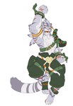 anthro bottomwear clothed clothing green_bottomwear green_clothing green_pants male muscular muscular_male open_mouth pants simple_background solo white_background sewind cygames world_flipper nimbus_(world_flipper) felid mammal pantherine tiger 2022 colored