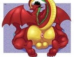 2020 american_dragon:_jake_long anthro anus backsack balls big_butt bodily_fluids butt disney dragon feet genitals hair jake_long looking_at_viewer looking_back male membrane_(anatomy) membranous_wings mythological_creature mythological_scalie mythology nude raised_tail rear_view red_body reptile scalie solo sweat tail tail_fetish tail_in_mouth tail_play wings zourik