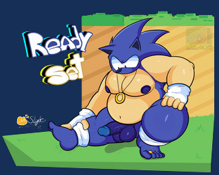 anthro balls belly blue_body blue_nipples blue_penis clothing detailed_background digit_ring erection feet fingerless_gloves fingerless_gloves_only genitals glans gloves gloves_only hair handwear handwear_only humanoid_genitalia humanoid_penis jewelry male mostly_nude navel nipples outside overweight overweight_male penis ring simple_eyes stretching_legs tail text toe_ring toes vein slyden'in sega sonic_the_hedgehog_(series) sonic_the_hedgehog eulipotyphlan hedgehog mammal alpha_channel digital_media_(artwork) english_text hi_res