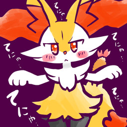 :< ambiguous_anthro ambiguous_gender anthro arms_out biped blush blush_stickers dipstick_tail ellipsis food front_view looking_at_viewer markings mouth_closed object_in_tail shrimp_(food) simple_background solo standing tail tail_markings text annyui0611 nintendo pokemon braixen canid generation_6_pokemon mammal pokemon_(species) 1:1 2024 digital_drawing_(artwork) digital_media_(artwork) hi_res japanese_description japanese_text portrait three-quarter_portrait translated translated_description