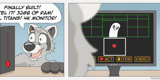ambiguous_gender anthro bedsheet_ghost computer dialogue electronics gaming humor male screen text mrfarrow undertale undertale_(series) napstablook ghost mammal procyonid raccoon spirit comic english_text