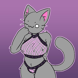 >;3c anthro clothed clothing curvy_figure ear_tuft female fishnet_clothing fluffy fluffy_chest fluffy_ears fluffy_tail fur grey_body grey_fur hourglass_figure leather leather_clothing leather_underwear owo pink_ears revealing_outfit simple_background skimpy solo tail tuft underwear whiskers e-rar403 some_gray_cat animal_humanoid felid felid_humanoid feline feline_humanoid humanoid mammal mammal_humanoid 1:1