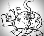 anal anal_penetration anthro anus balls bent_legs big_butt bodily_fluids butt clothing cum cum_drip cum_in_ass cum_inside disembodied_penis dripping ear_piercing ejaculation fishnet_clothing fishnet_legwear genital_fluids genitals legwear lying male male/male on_front open_mouth penetration penis piercing presenting presenting_hindquarters sex solo sweat tail tattoo tears twitching abbeyrolls felid mammal graphite_(artwork) hi_res monochrome traditional_media_(artwork)
