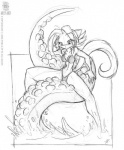 anthro bikini clothed clothing female hair sea skimpy solo spread_legs spreading swimwear tail tentacles trouble_brewing two-piece_swimsuit water conditional_dnp jollyjack sequential_art kat_vance domestic_cat felid feline felis mammal graphite_(artwork) monochrome traditional_media_(artwork)