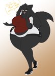 5_fingers anthro big_breasts black_body black_fur black_hair bottomwear breasts clothing dialogue female fingers fluffy fluffy_tail footwear fur gradient_background hair looking_at_viewer open_mouth overweight overweight_anthro overweight_female red_clothing red_topwear shoes shorts simple_background sneakers solo tail talking_to_viewer thick_thighs topwear wide_hips yellow_eyes dewwydarts allyson_(dewwydarts) domestic_cat felid feline felis mammal 2020 hi_res