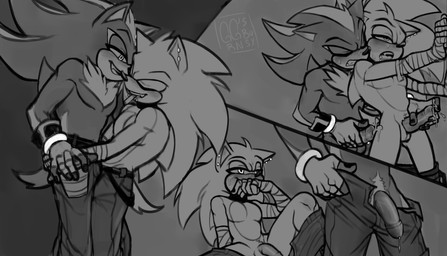 balls bandage_wraps bodily_fluids cigarette cigarette_in_mouth clenched_teeth cum cum_on_hand cum_on_leg cumshot dressing ear_piercing ejaculation eyes_closed fangs genital_fluids genitals handjob handjob_from_behind humanoid_genitalia humanoid_penis looking_at_another male male/male masturbation object_in_mouth open_mouth pants_only penile penis piercing sex sitting smile tail teeth wiping_mouth ggs_busyrn sega sonic_the_hedgehog_(series) shadow_the_hedgehog sonic_the_hedgehog eulipotyphlan hedgehog mammal absurd_res hi_res monochrome