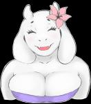 anthro big_breasts bra breasts cleavage clothed clothing eyes_closed female flower fur horn long_ears mature_anthro mature_female open_mouth partially_clothed plant simple_background solo transparent_background underwear white_body white_fur jenokamui undertale undertale_(series) toriel boss_monster_(undertale) bovid caprine mammal alpha_channel