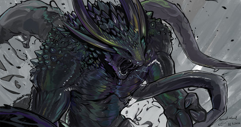 anthro black_body iridescent male male_anthro muscular muscular_male oil slime solo tar tentacles themefinland mythology amalgamate_(themefinland) dragon goo_creature mythological_creature mythological_scalie scalie hi_res