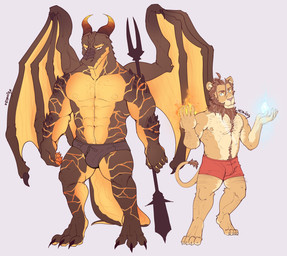 2_horns 3_toes 4_toes 5_fingers abs anthro arm_spikes black_clothing black_underwear body_hair boxer_briefs brown_body brown_hair brown_scales chest_hair claws clothed clothing countershading duo elemental_manipulation feet fingers fire fire_manipulation fur hair holding_object holding_weapon horn ice_manipulation looking_at_viewer magic magic_user male mane melee_weapon membrane_(anatomy) membranous_wings muscular muscular_anthro muscular_male narrowed_eyes nipples pantsless pecs polearm red_clothing red_underwear scales serious shoulder_spikes spear spikes spikes_(anatomy) standing tail tail_tuft tan_body tan_fur tan_scales toe_claws toes topless topless_male tuft underwear underwear_only weapon wings xeoniios mythology orion_(xeoniios) ryzz_(xeoniios) dragon felid lion mammal mythological_creature mythological_scalie pantherine scalie 2020 absurd_res digital_media_(artwork) hi_res signature