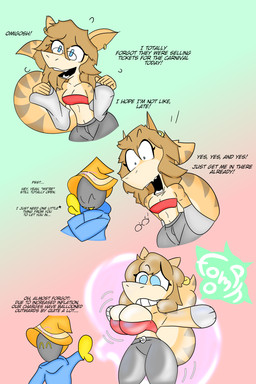 anthro balloon balloon_animal duo female inflatable magic magic_user male permanent_smile text transformation andetheslayer ande_(andetheslayer) animate_inanimate aquatic fish humanoid requiem_shark shark tiger_shark 2:3 absurd_res english_text hi_res