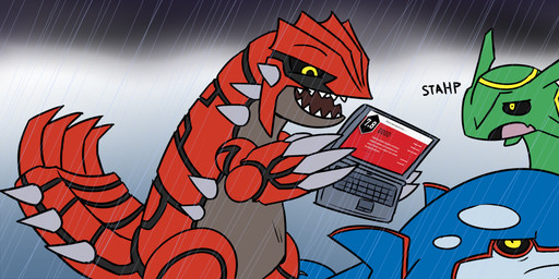 ambiguous_gender annoyed anthro asking_to_stop blue_body blue_skin expressive fur green_body green_fur group happy raining red_body red_scales scales screencap tired_of_this_shit toony_expression trio rakkuguy ign nintendo pokemon too_much_water_(meme) generation_3_pokemon groudon kyogre legendary_pokemon pokemon_(species) rayquaza hi_res meme