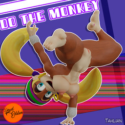 anthro areola beanie big_breasts blonde_hair blue_eyes breakdancing breasts clothing colored_nails curvy_figure dancing ear_piercing ear_ring erect_nipples feet female fingers fur genitals hair handstand happy hat headgear headwear hoop_ear_ring mostly_nude nails nipples nude open_mouth open_smile piercing plump_labia ring_piercing smile soles solo text thick_thighs toes voluptuous voluptuous_anthro voluptuous_female vulva wide_hips y2k_(graphic_design) tahlian donkey_kong_(series) nintendo tiny_kong haplorhine kong mammal monkey primate 1:1 3d_(artwork) blender_(artwork) digital_media_(artwork) english_text hi_res