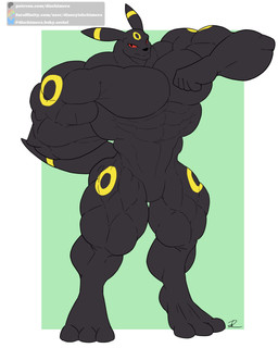 abs anthro big_muscles big_pecs huge_muscles looking_at_viewer male muscular muscular_anthro muscular_arms muscular_legs muscular_male muscular_thighs navel pecs pose presenting serious_face solo tail conditional_dnp dischimera nintendo pokemon eeveelution generation_2_pokemon pokemon_(species) umbreon hi_res