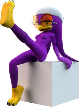 3_toes anthro areola avian_feet beak blue_eyes breasts eyelashes eyewear feathers feet female front_view genitals kerchief looking_at_viewer nipples nude open_mouth pose purple_areola purple_body purple_feathers purple_nipples raised_leg simple_background sitting small_breasts solo sunglasses talons thick_thighs toes vulva white_background wide_hips dargotdruid sega sonic_riders sonic_the_hedgehog_(series) wave_the_swallow avian bird hirundinid oscine passerine swallow_(bird) 2023 3d_(artwork) absurd_res blender_(artwork) blender_cycles_(artwork) digital_media_(artwork) hi_res pinup