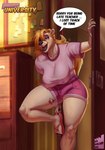 anthro big_breasts bottomwear breasts clothed clothing detailed_background dialogue female footwear hair lips long_hair looking_at_viewer nipple_outline sandals sex_toy shoes shorts solo text thick_bottom_lip thick_thighs vibrator da_polar_inc jill_frozen bear mammal polar_bear ursine english_text hi_res