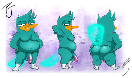 anthro armpit_hair backsack balls belly big_belly big_penis body_hair butt clothing facial_piercing footwear footwear_only genitals hologram_tail humanoid_genitalia humanoid_penis male mostly_nude navel nose_piercing nostril_piercing penis piercing socks socks_only solo standing vein veiny_penis platislut rocky_rakoon disney phineas_and_ferb fan_character pj_(platislut) mammal monotreme platypus absurd_res hi_res