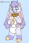 anthro bell bell_collar clean_diaper clothed clothing collar diaper diaper_only female solo topless wearing_diaper kibacpup billie_bust_up billie_(billie_bust_up) bovid caprine goat mammal absurd_res hi_res