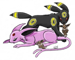 ambiguous_gender couple cub eevee eeveelution espeon female feral mimi nintendo nipples pokémon umbreon video_games young
Rating: Safe
Score: 6
User: DarkWolf6052
Date: November 03, 2013