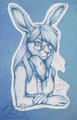 anthro arm_fluff biped black_nose breasts clothing eyebrows eyewear female fluffy glasses hair hair_over_eye long_ears long_hair long_whiskers one_eye_obstructed rabbit_ears resting sleeveless_clothing sleeveless_shirt smile smiling_at_viewer solo whiskers guyver47 jen_(resafandrab) hare lagomorph leporid mammal rabbit 2017 graphite_(artwork) half-length_portrait hi_res monochrome portrait sketch traditional_media_(artwork)