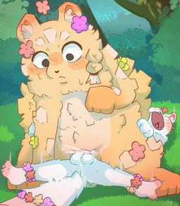 balls blush bodily_fluids cowgirl_position cum cum_in_vagina cum_inside death_by_snu_snu dominant dominant_female duo female female_penetrated feral flower flower_accessory from_front_position fur genital_fluids genitals hip_grab inner_ear_fluff male male/female male_penetrating monotone_background nude on_bottom on_top penetration penis plant sex simple_background smile tail text tongue tuft vaginal vulva white_body white_fur fu_kawa asian_mythology fabulous_beasts fenz_(studio) mythology chugou_(fabulous_beasts) shanque_(fabulous_beasts) canid canine felid feline mammal mythological_creature straw_dog absurd_res colored digital_media_(artwork) hi_res nonbinary_(lore)