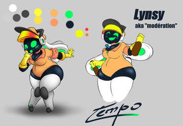 alcohol beer beverage blep breasts choker cleavage clothed clothing color_swatch electronics female finger_on_cheeks gloves green_eyes handwear hat headgear headphones headwear jewelry machine necklace object_between_breasts orange_clothing orange_topwear orange_vest shortstack shortstack_female smile smiling_at_viewer solo thick_thighs tongue tongue_out topwear vest visor yellow_clothing yellow_gloves yellow_handwear snake_metal_(artist) project_turboblast lynsy_(snake_metal) humanoid lagomorph leporid mammal rabbit robot signature