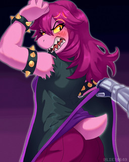 angry anthro blush bottomwear butt clothed clothed_anthro clothed_female clothing clothing_lift cross-popping_vein disembodied_hand duo female female_focus fully_clothed fully_clothed_anthro fully_clothed_female hair pants purple_body purple_hair purple_scales scales short_tail solo_focus tail topwear vest yellow_eyes liet4649 deltarune undertale_(series) susie_(deltarune) reptile scalie hi_res