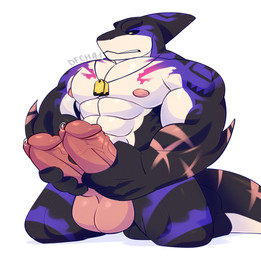 2_penises abs accessory anthro balls barazoku black_sclera bodily_fluids diphallism dripping erection foreskin genital_fluids genitals glans humanoid_genitalia humanoid_penis jewelry kneeling male markings masturbation multi_genitalia multi_penis muscular muscular_anthro muscular_male necklace necklace_only nipples non-mammal_balls non-mammal_nipples nude pecs penile penile_masturbation penis precum retracted_foreskin scar simple_background solo tail vein veiny_penis dfcha1 xxl_woofia captain_locke_(xxl_woofia) fish marine shark absurd_res digital_media_(artwork) hi_res