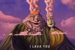 1_eye 4_eyes alternate_species antennae_(anatomy) cloud duo eye_contact eyebrows fire humor looking_at_another male male/male multi_eye narrowed_eyes open_mouth open_smile pun smile smoke text lordwiggyton disney lava_(pixar) lilo_and_stitch pixar jumba_jookiba wendy_pleakley alien kweltikwan living_volcano plorgonarian 2024 absurd_res artist_name crossover english_text hi_res watermark