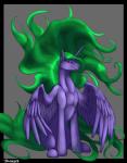 alternate_species feathered_wings feathers female green_hair grey_background hair horn long_hair purple_body purple_feathers red_eyes simple_background sitting solo wings backlash91 conditional_dnp friendship_is_magic hasbro my_little_pony mythology mane-iac_(mlp) equid equine mammal mythological_creature mythological_equine winged_unicorn 2016 digital_media_(artwork) full-length_portrait hi_res portrait